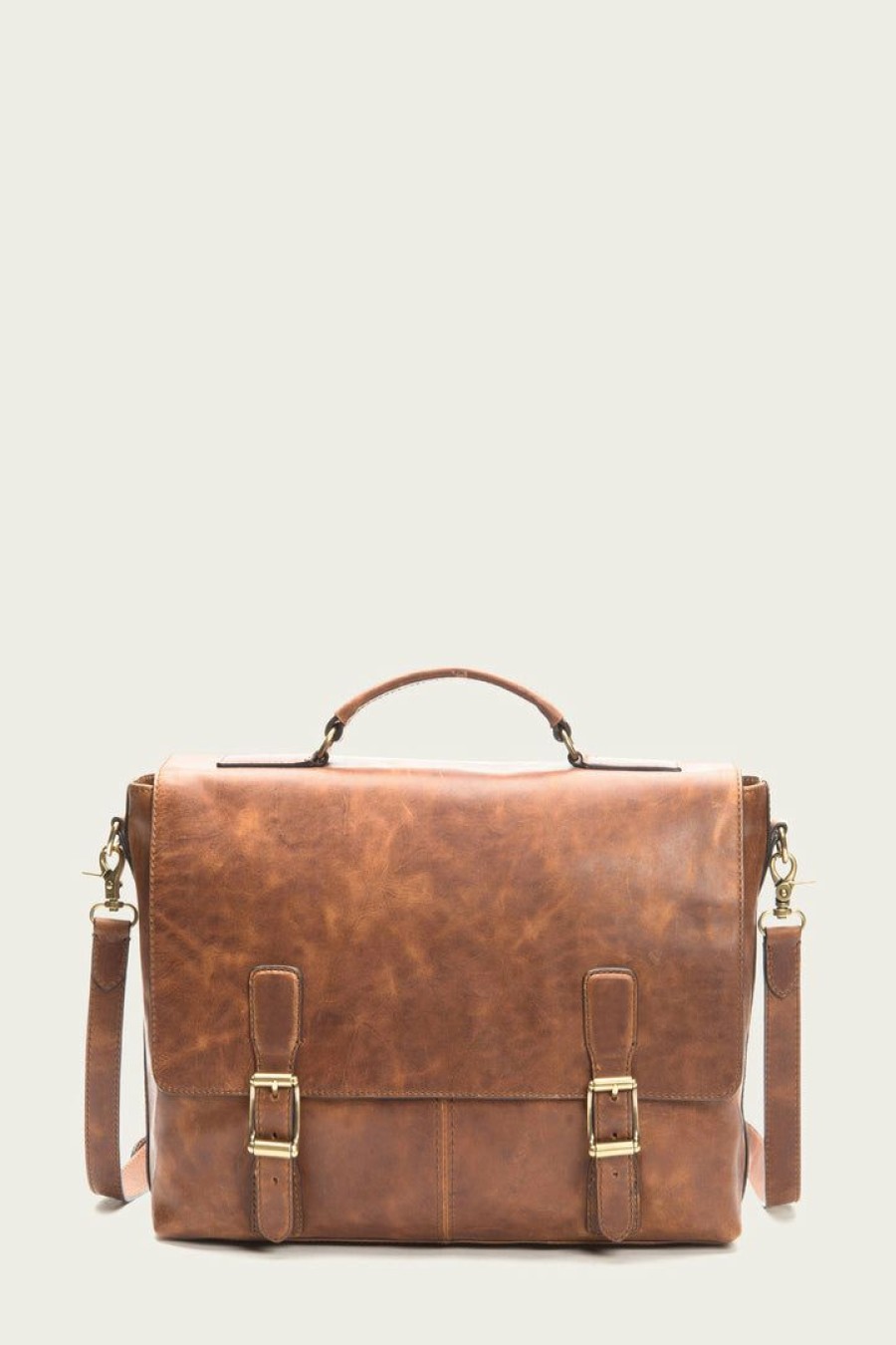 Men The Frye Company | The Frye Company Bags & Accessories Logan Top Handle Cognac