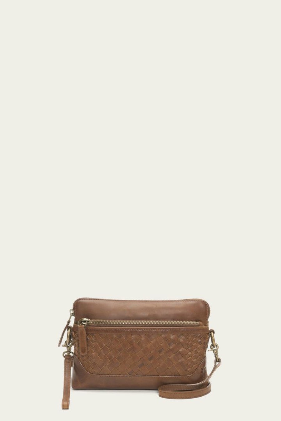 Women The Frye Company | The Frye Company Melissa Basket Woven Crossbody Wristlet Bags & Accessories Cognac