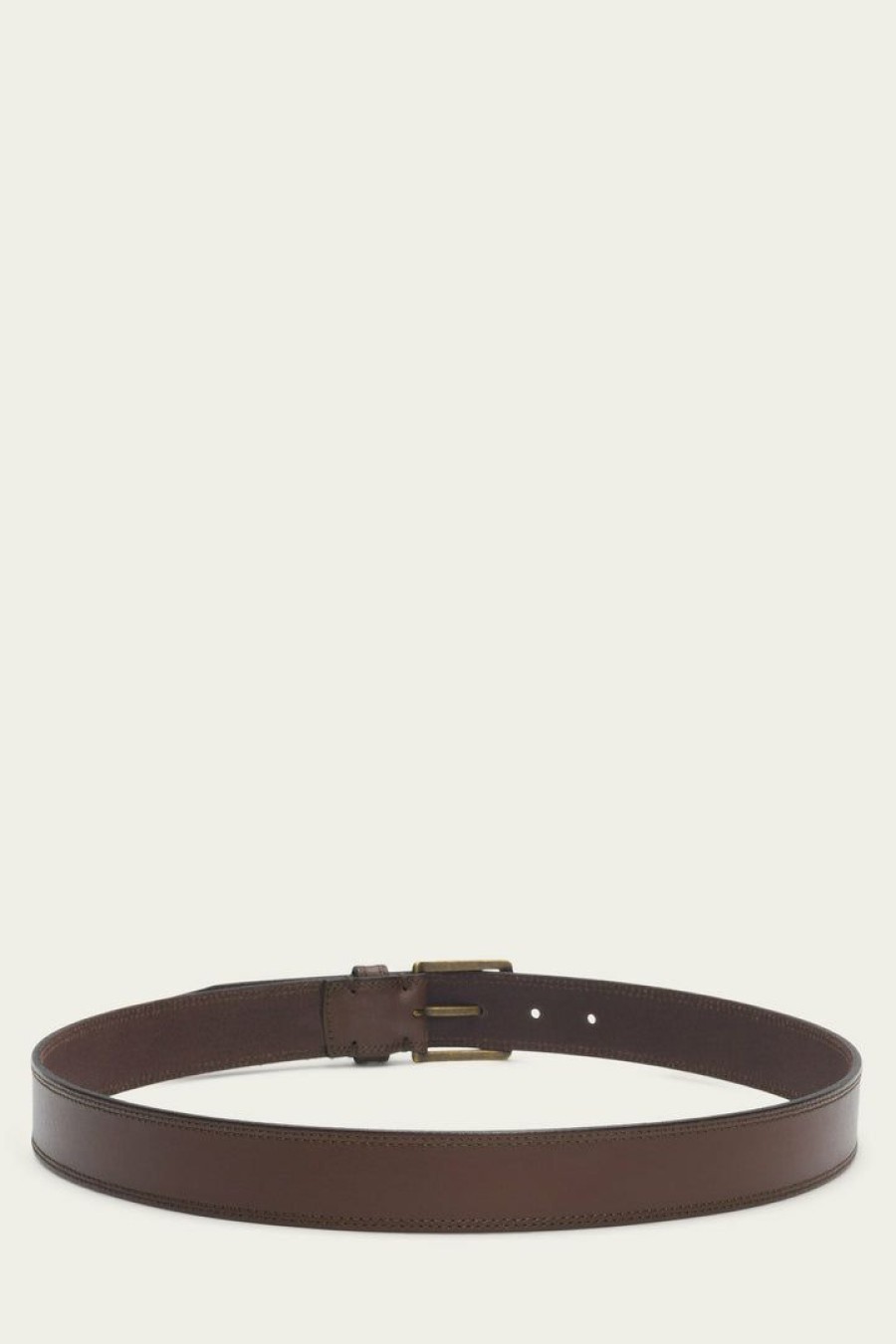 Men The Frye Company | The Frye Company Bags & Accessories Double Stitched Edge Belt Brown