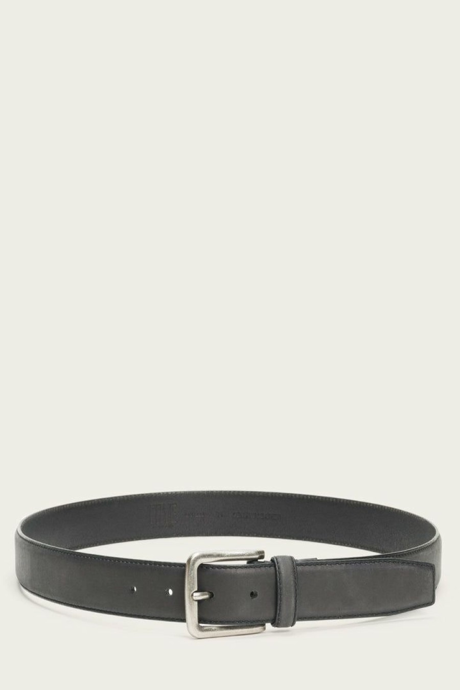 Men The Frye Company | The Frye Company Stitched Feather Edge Belt With Burnishing Black