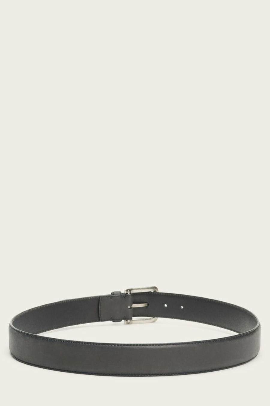 Men The Frye Company | The Frye Company Stitched Feather Edge Belt With Burnishing Black