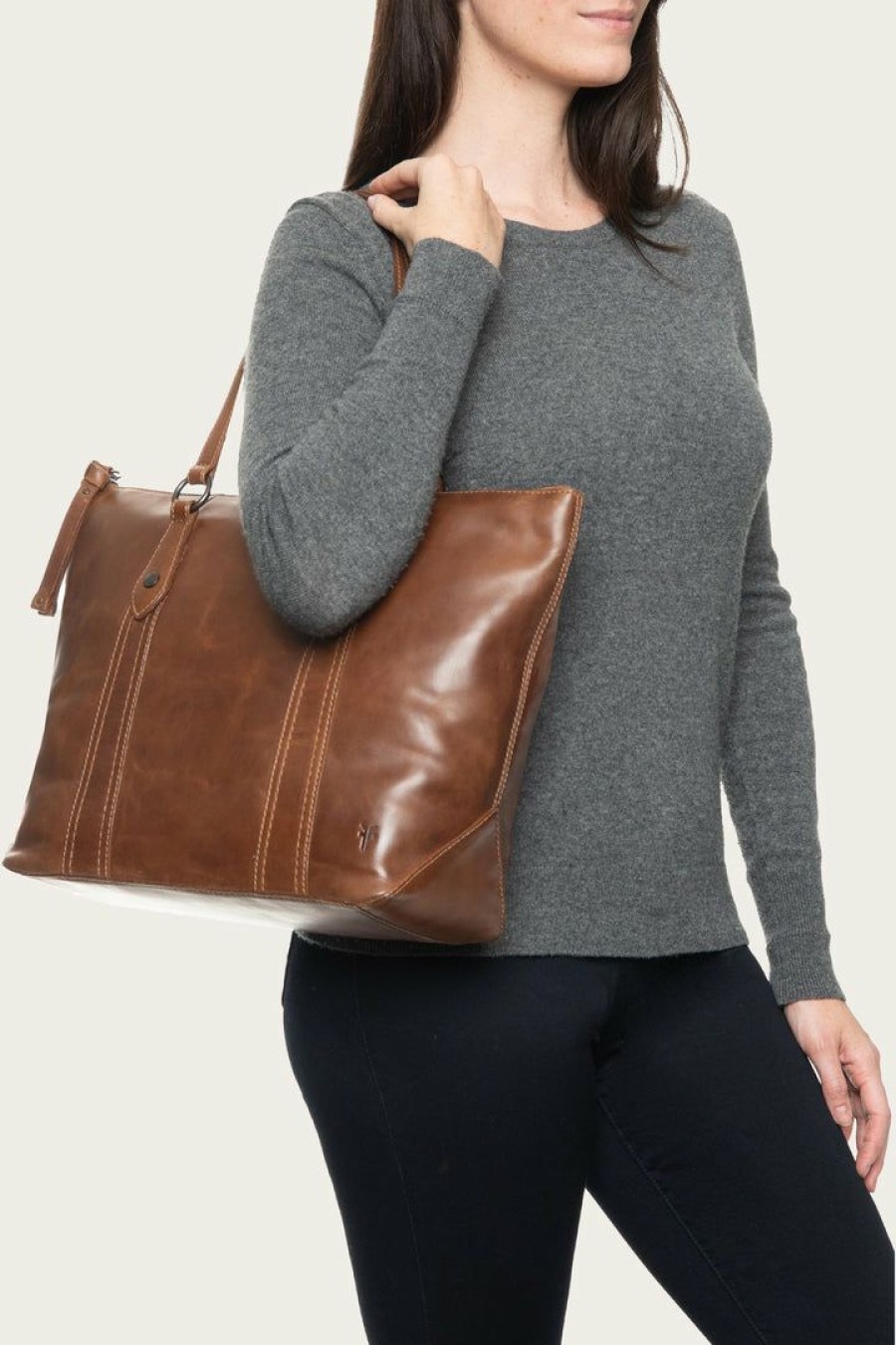 Women The Frye Company | The Frye Company Bags & Accessories Melissa Zip Shopper Cognac