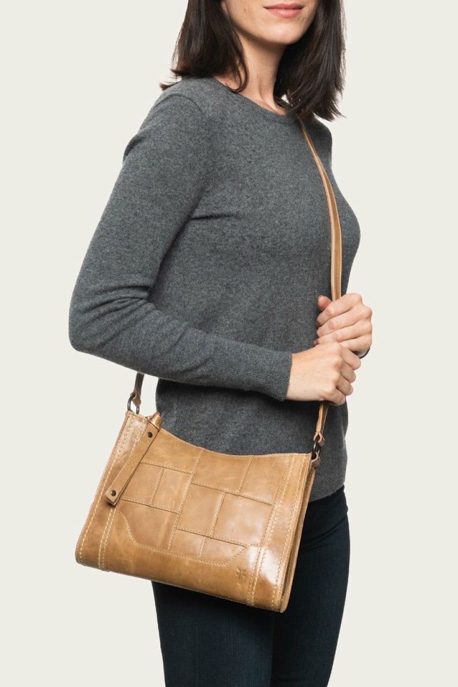 Women The Frye Company | The Frye Company Melissa Zip Crossbody Bags & Accessories Beige