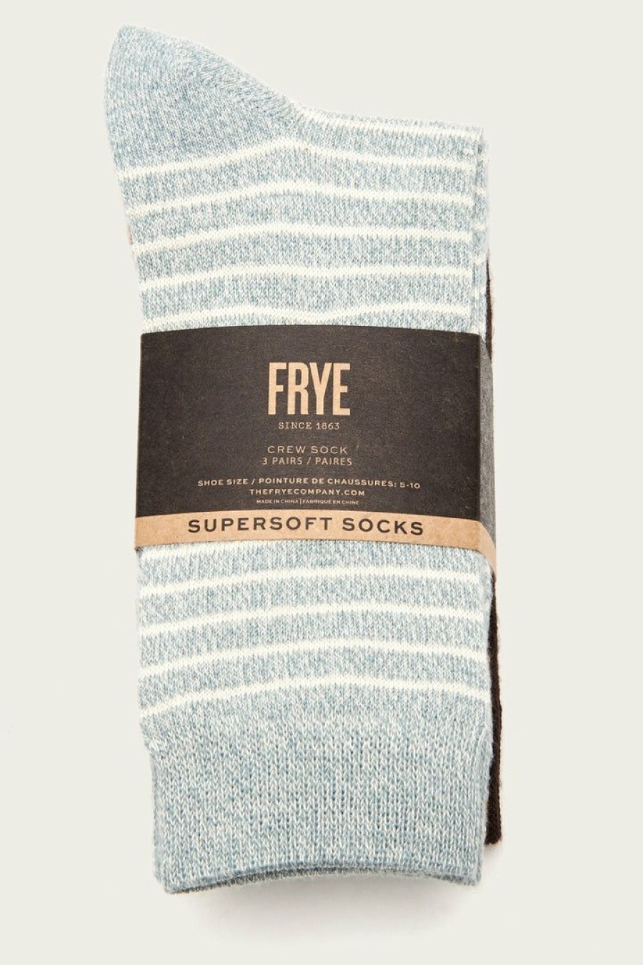 Women The Frye Company | The Frye Company Bags & Accessories 3 Pack Stripe Supersoft Crew Sock Women Blue