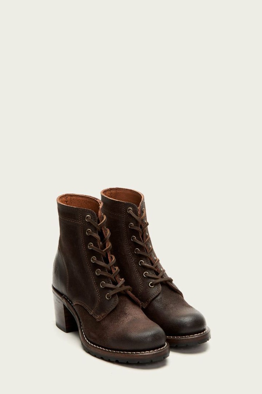 Women The Frye Company | The Frye Company Sabrina 6G Lace Up Shoes Dark Brown