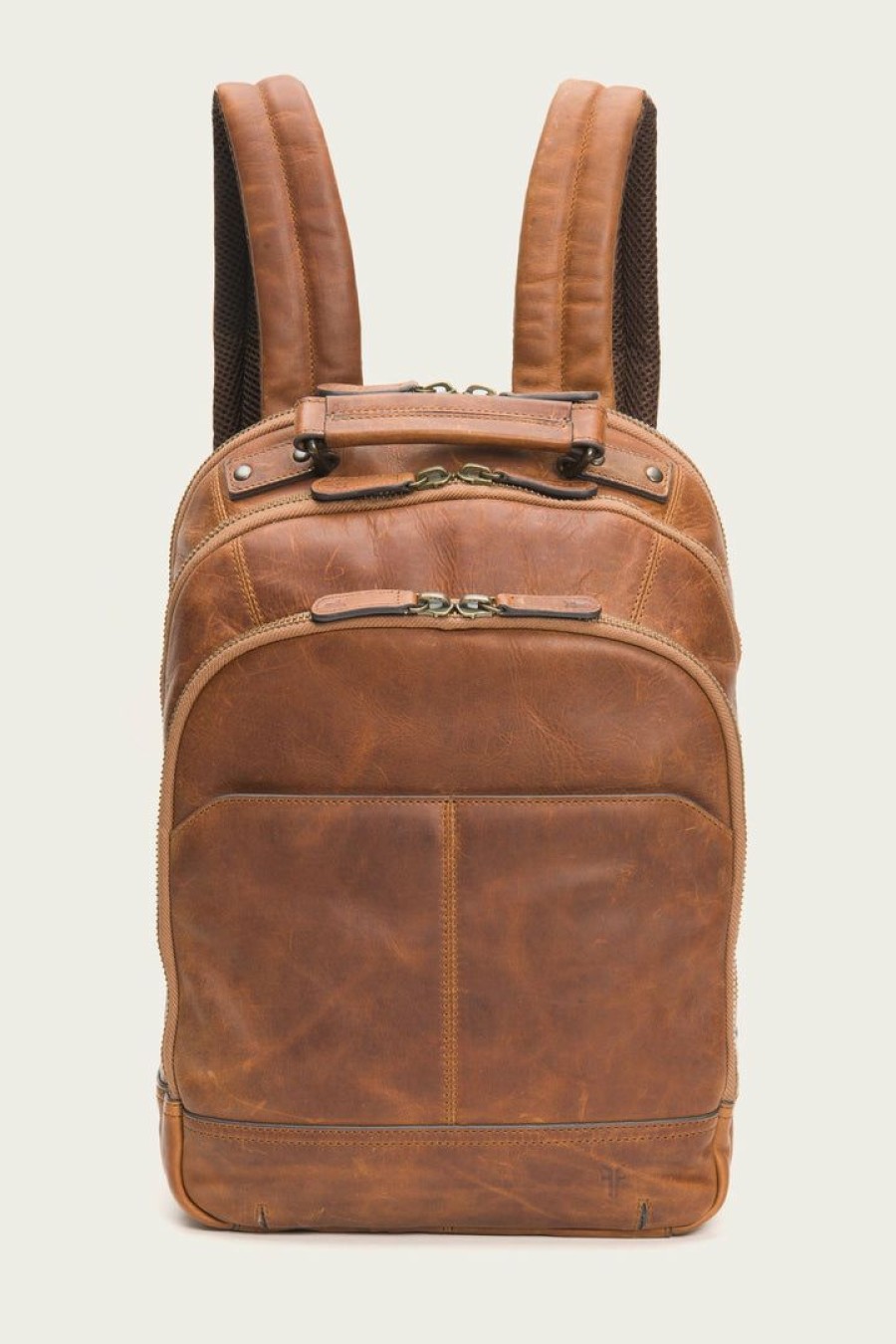 Men The Frye Company | The Frye Company Bags & Accessories Logan Multi Zip Backpack Cognac