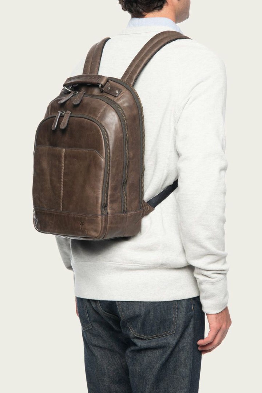 Men The Frye Company | The Frye Company Bags & Accessories Logan Multi Zip Backpack Slate