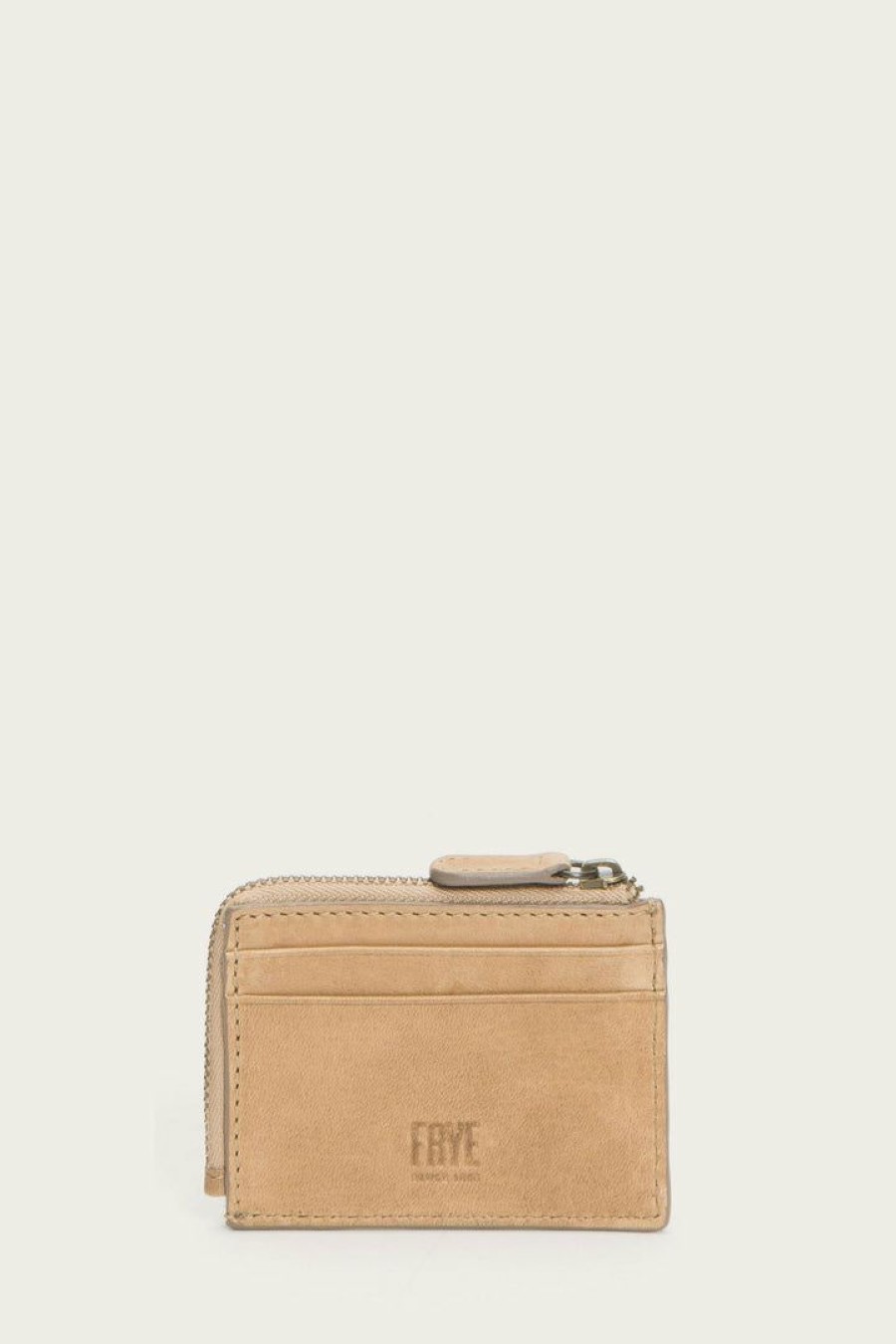 Women The Frye Company | The Frye Company Bags & Accessories Melissa Zip Card Case Beige