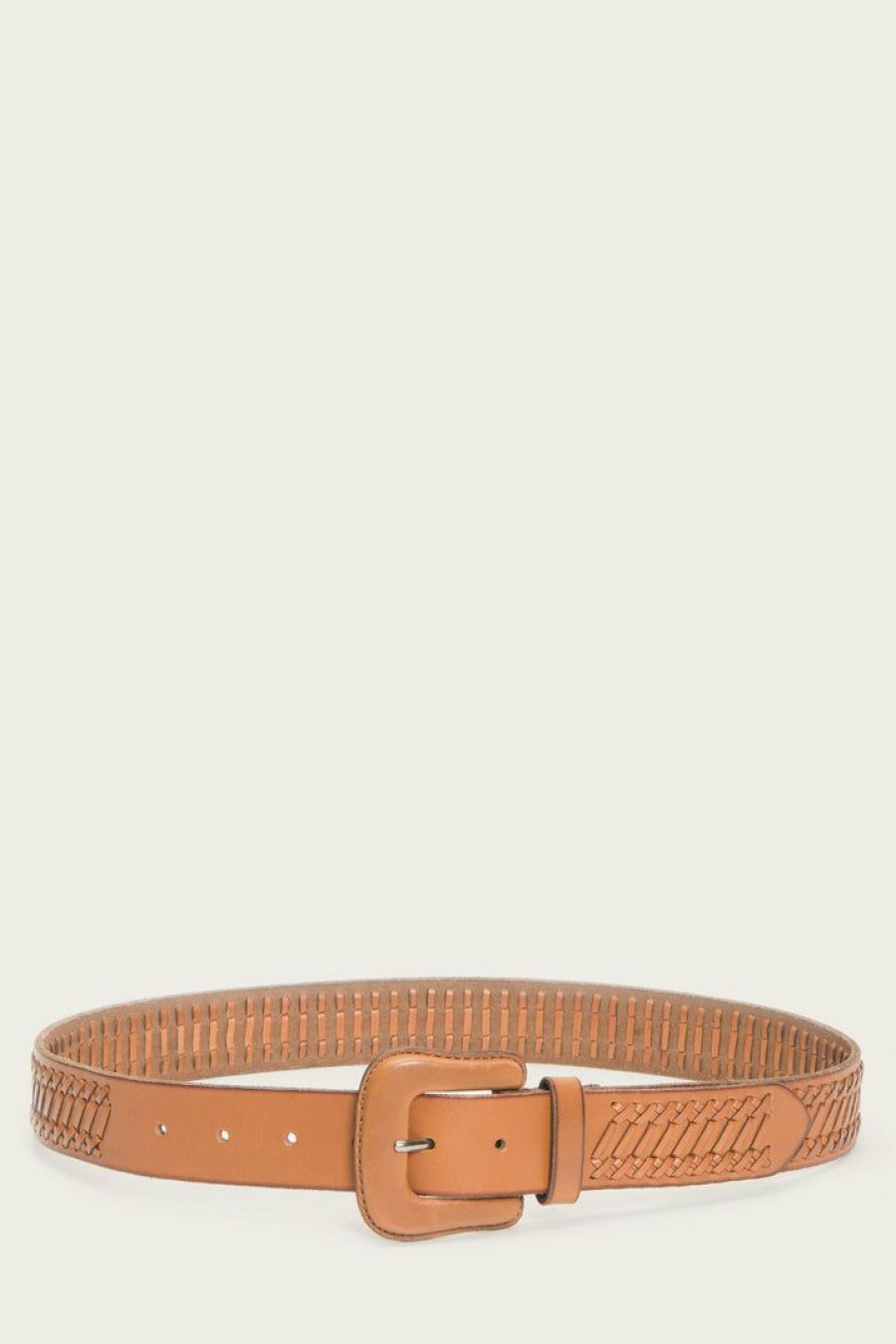 Women The Frye Company | The Frye Company Woven Overlay Belt Tan