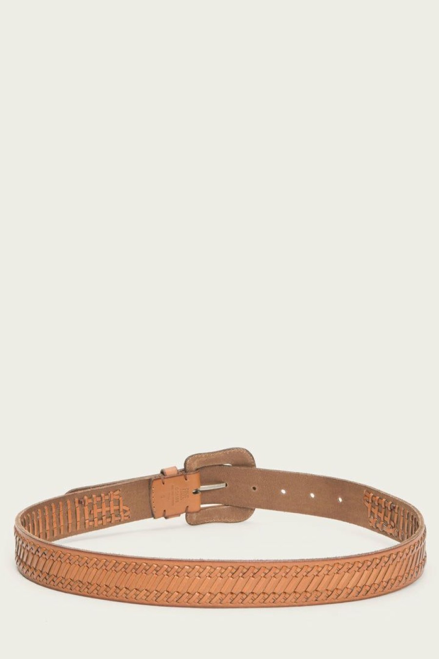 Women The Frye Company | The Frye Company Woven Overlay Belt Tan