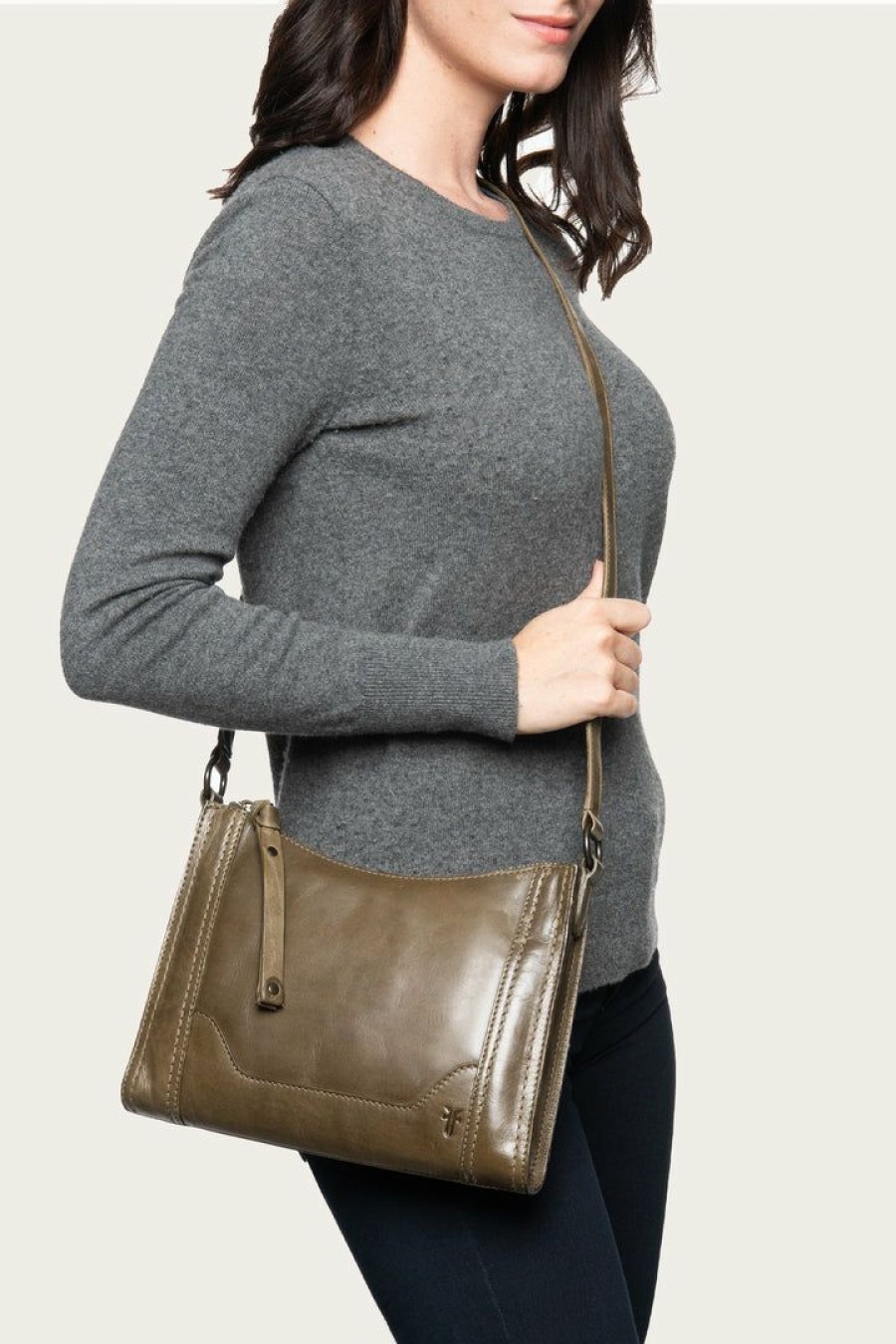 Women The Frye Company | The Frye Company Melissa Zip Crossbody Khaki