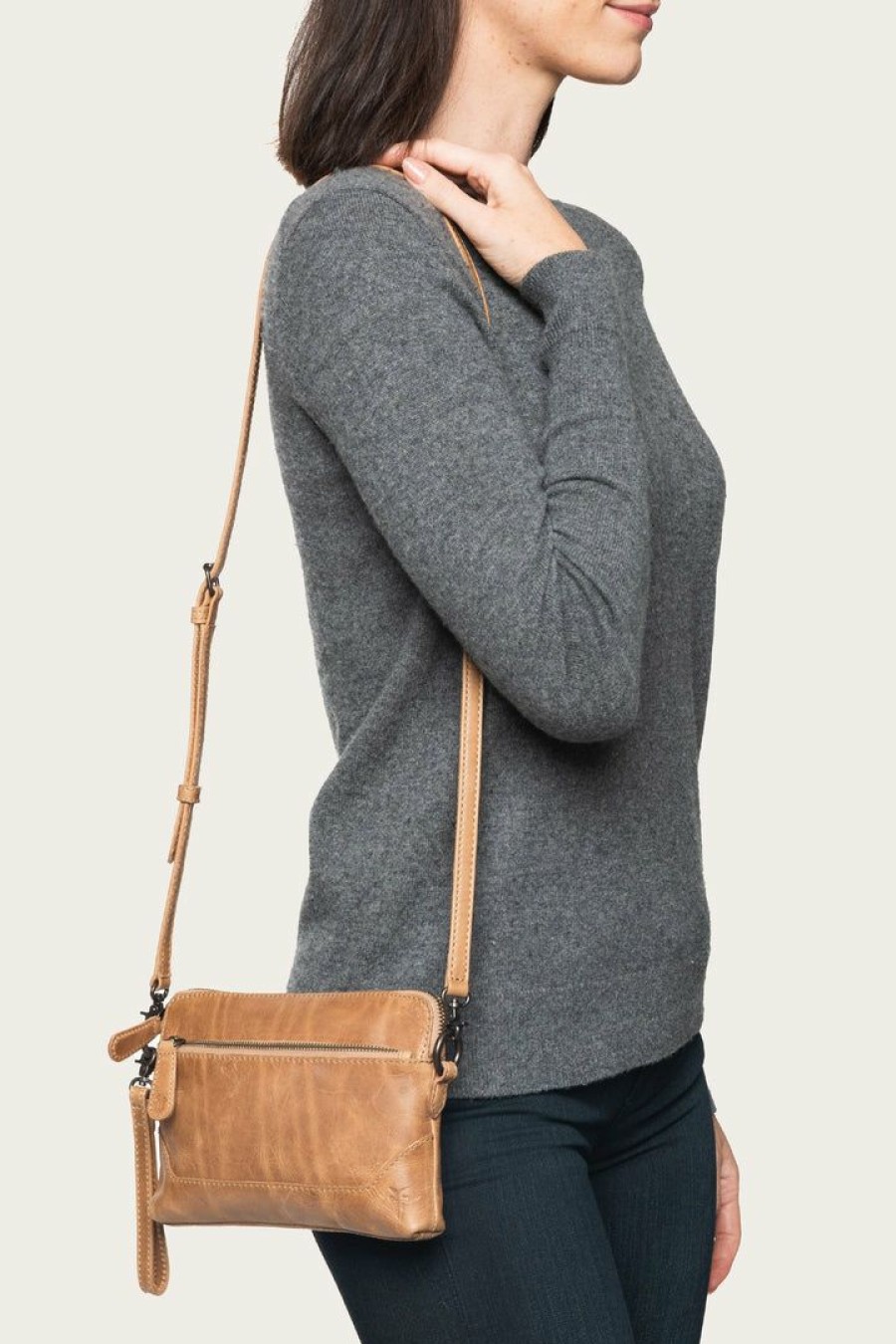 Women The Frye Company | The Frye Company Melissa Crossbody Wristlet Beige