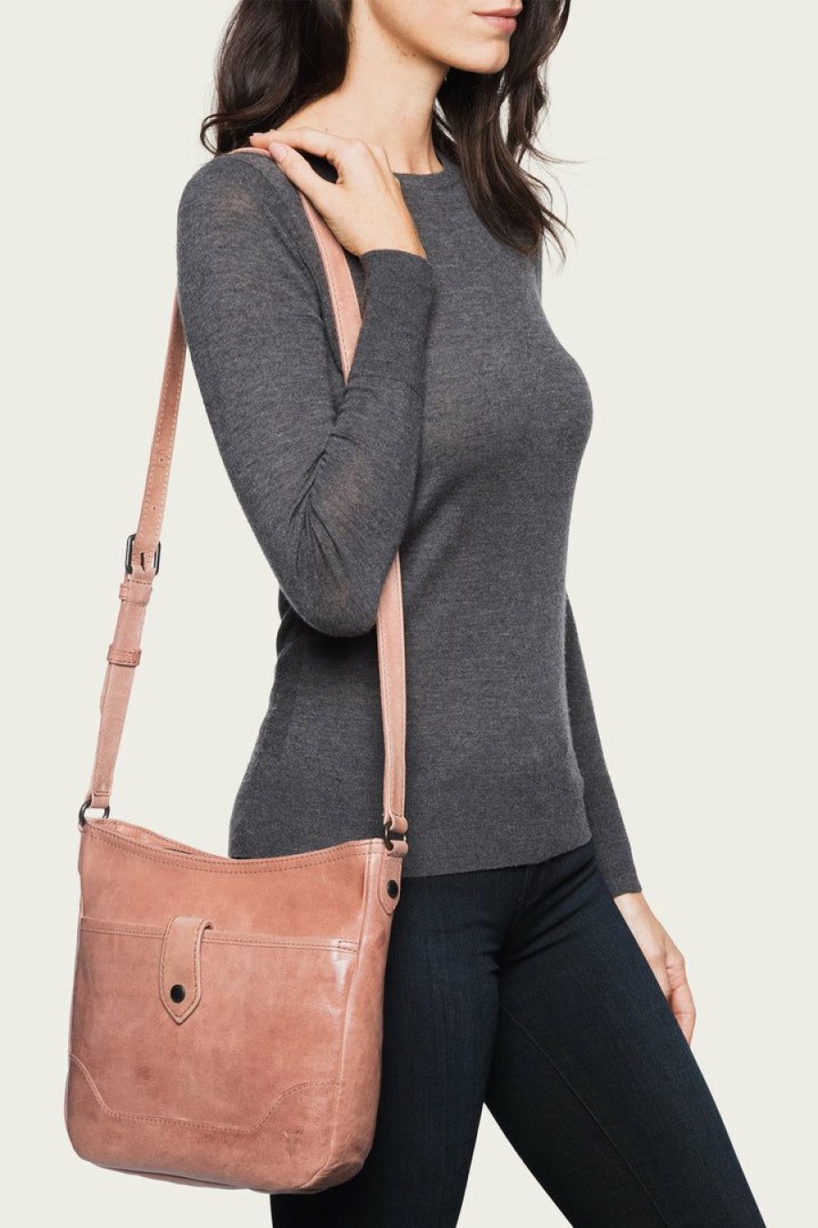 Women The Frye Company | The Frye Company Melissa Button Crossbody Dusty Rose