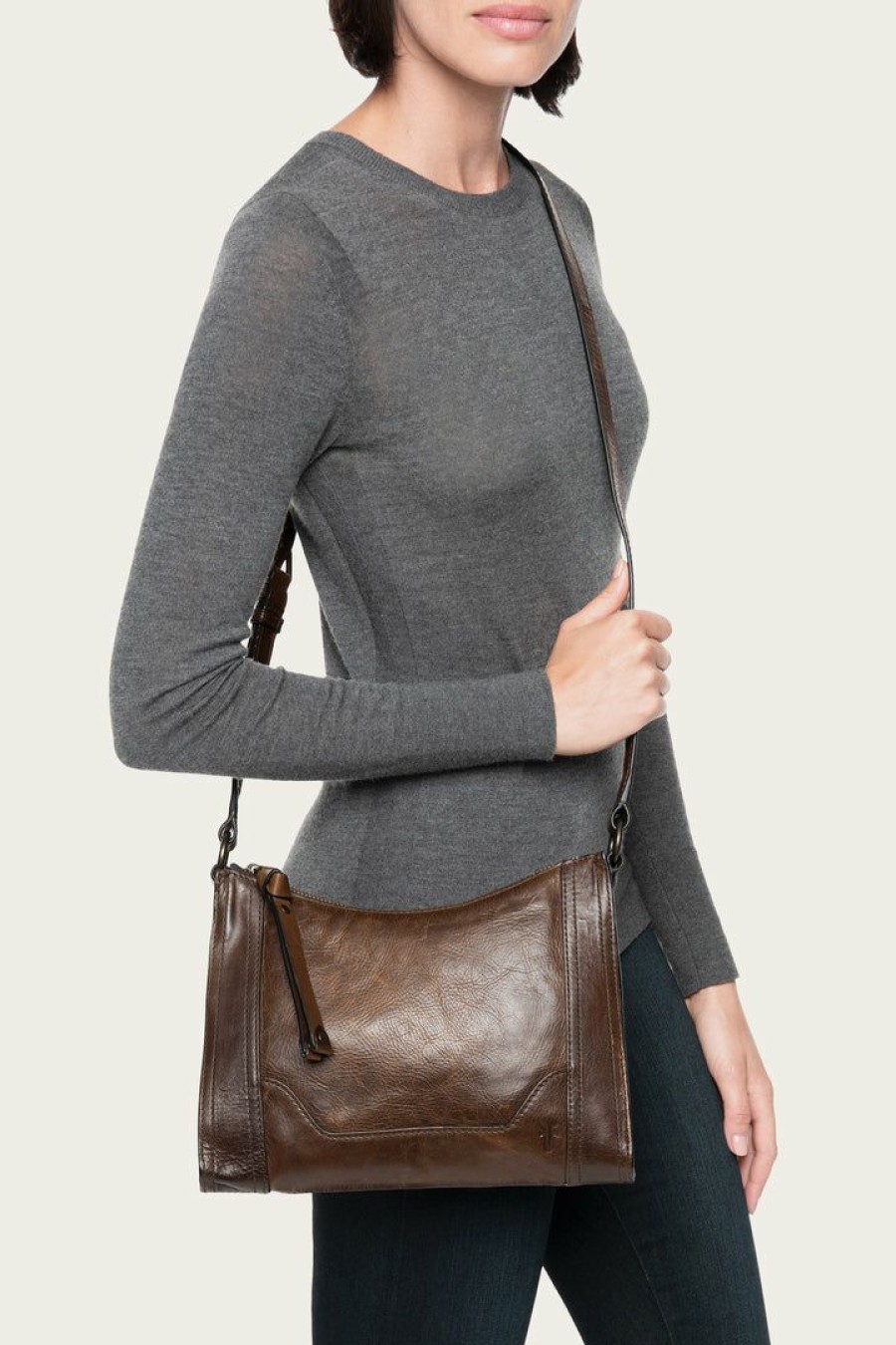 Women The Frye Company | The Frye Company Bags & Accessories Melissa Zip Crossbody Dark Brown