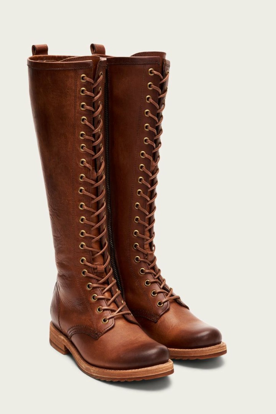 Women The Frye Company | The Frye Company Shoes Veronica Combat Tall Caramel