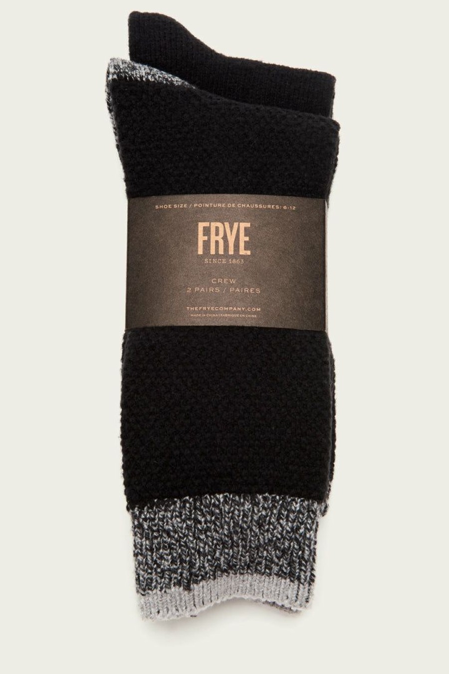 Men The Frye Company | The Frye Company Bags & Accessories 2 Pack Supersoft Waffle Sock Men'S Black