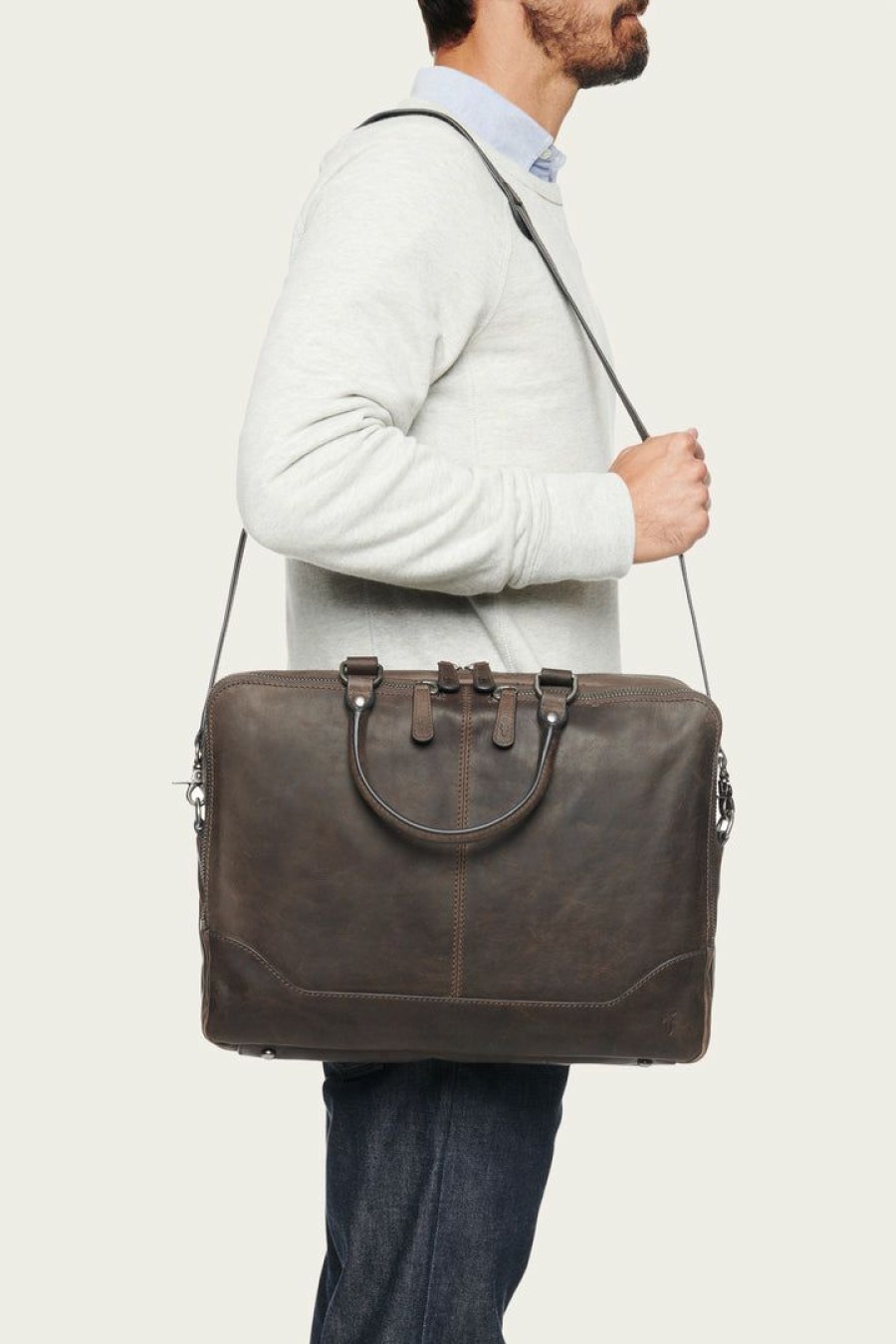 Men The Frye Company | The Frye Company Bags & Accessories Logan Work Bag Slate