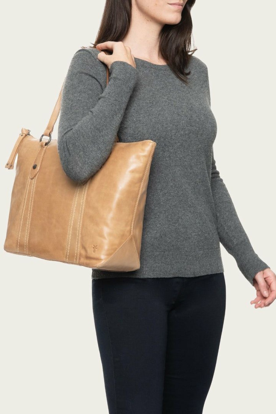 Women The Frye Company | The Frye Company Melissa Zip Shopper Beige