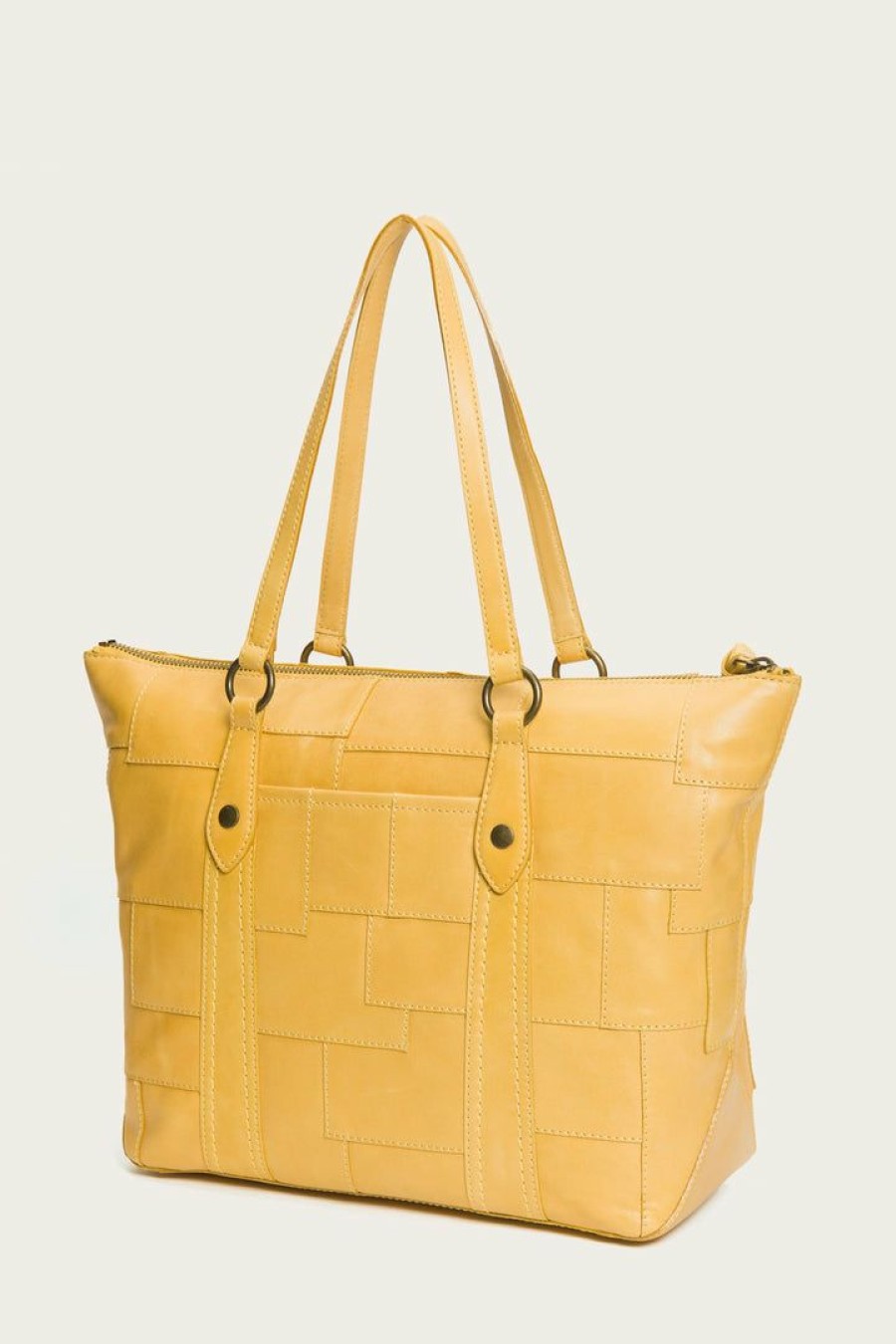 Women The Frye Company | The Frye Company Melissa Patchwork Zip Shopper Yellow