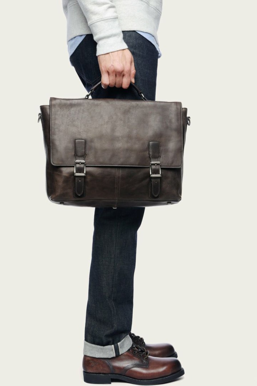 Men The Frye Company | The Frye Company Logan Top Handle Bags & Accessories Slate