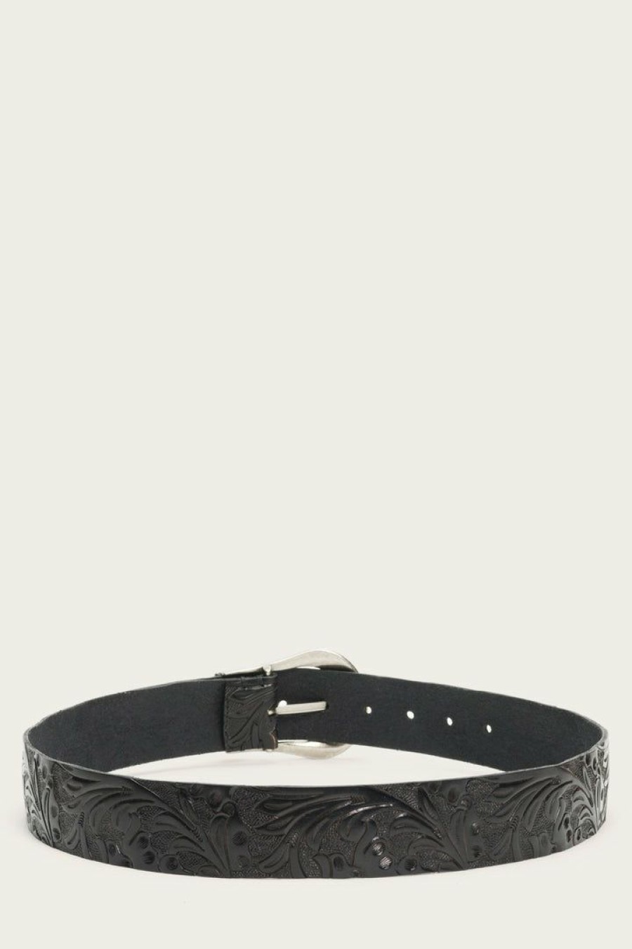 Women The Frye Company | The Frye Company Tooling Belt With Wrapped Keeper Black