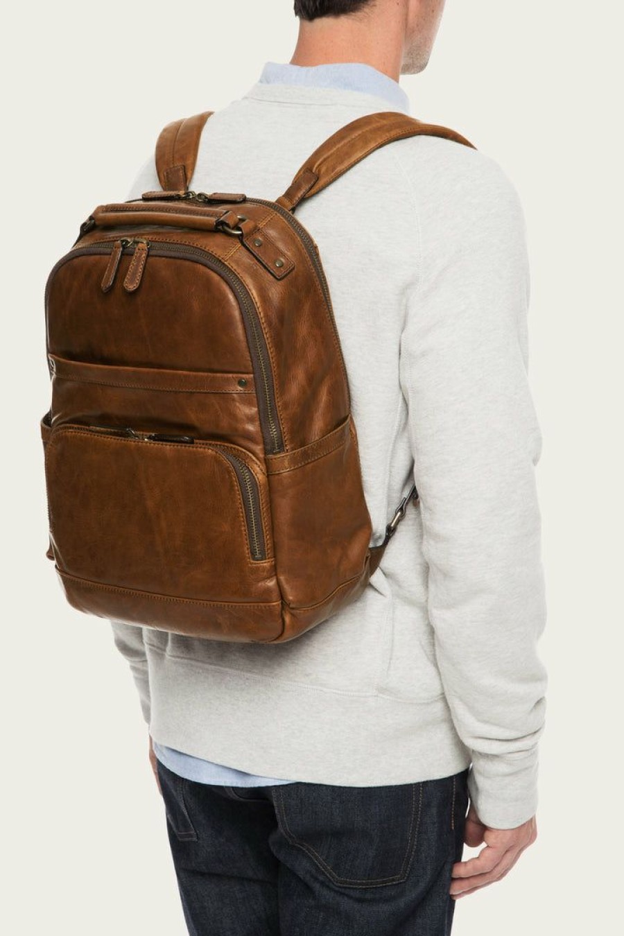 Men The Frye Company | The Frye Company Logan Backpack Cognac