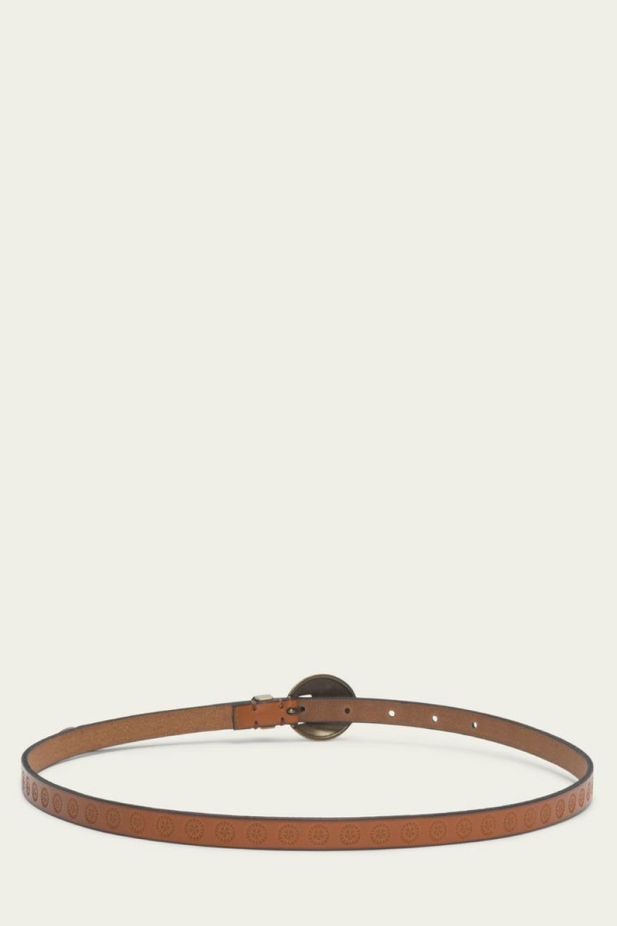 Women The Frye Company | The Frye Company Tooling Flat Strap Belt Tan