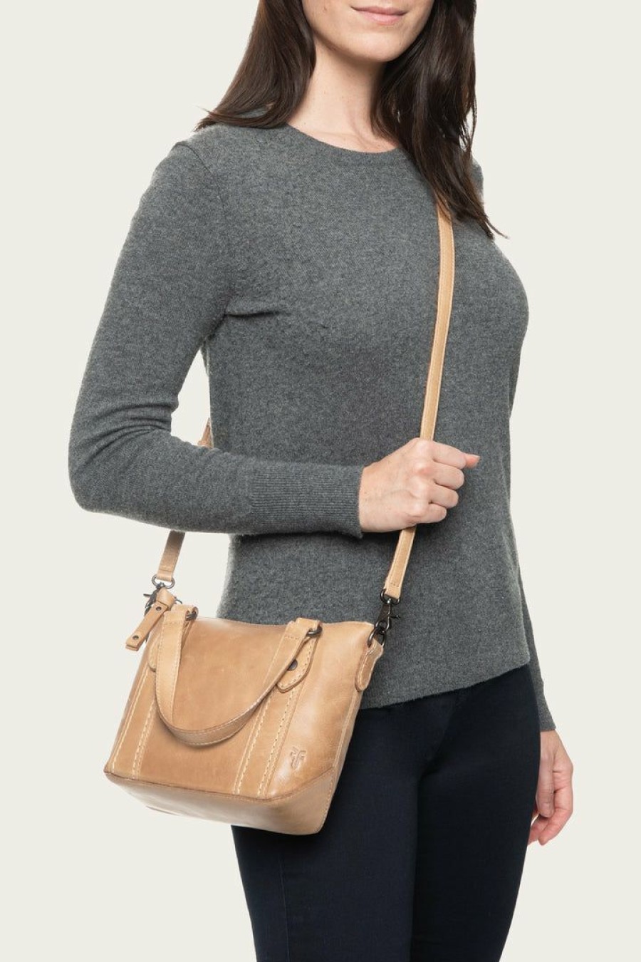 Women The Frye Company | The Frye Company Melissa Small Zip Tote Crossbody Beige