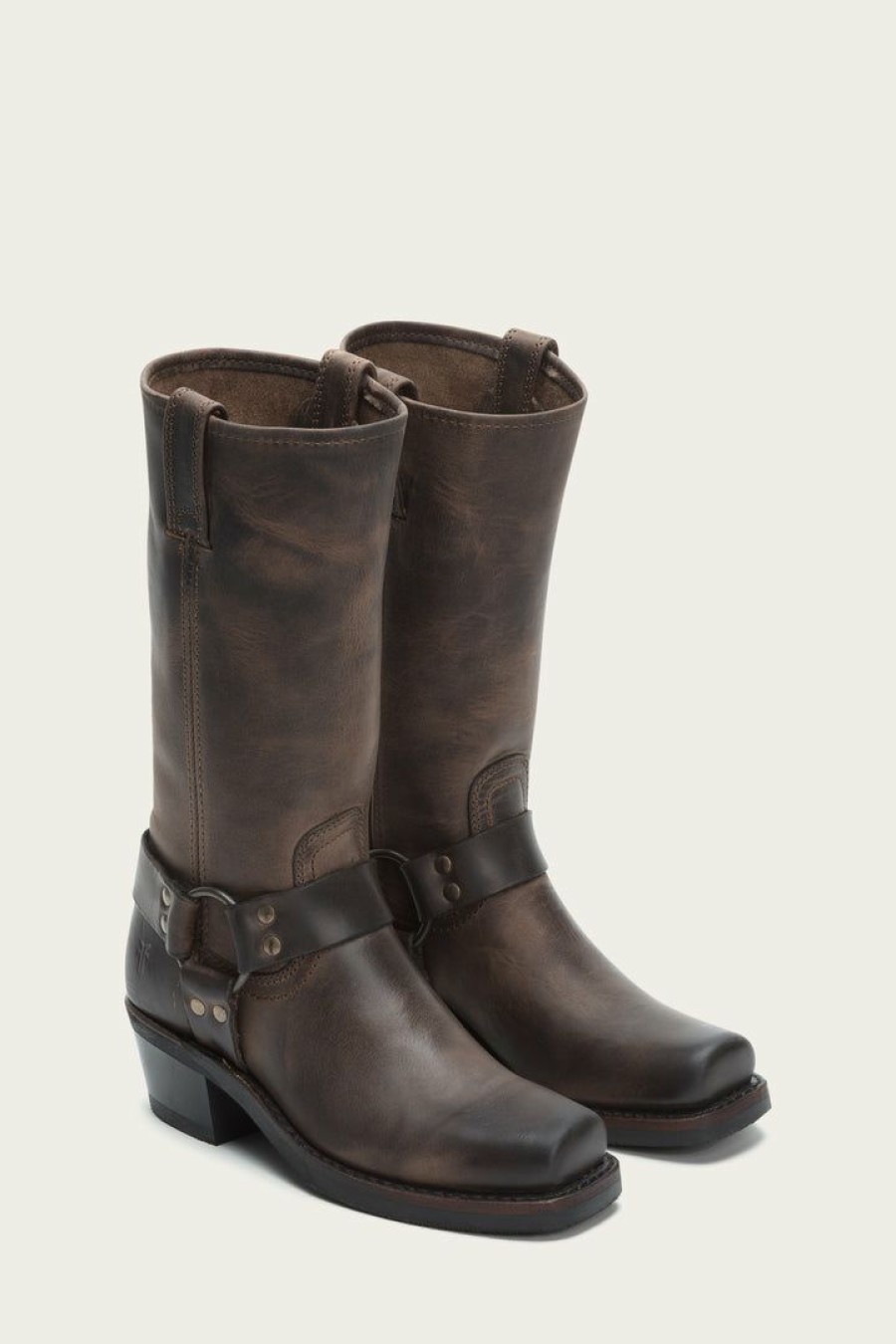 Women The Frye Company | The Frye Company Harness 12R All Boots Smoke