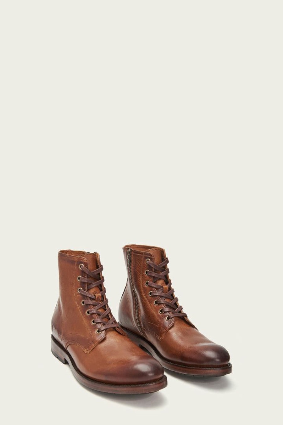 Men The Frye Company | The Frye Company Shoes Bowery Lace Up Cognac