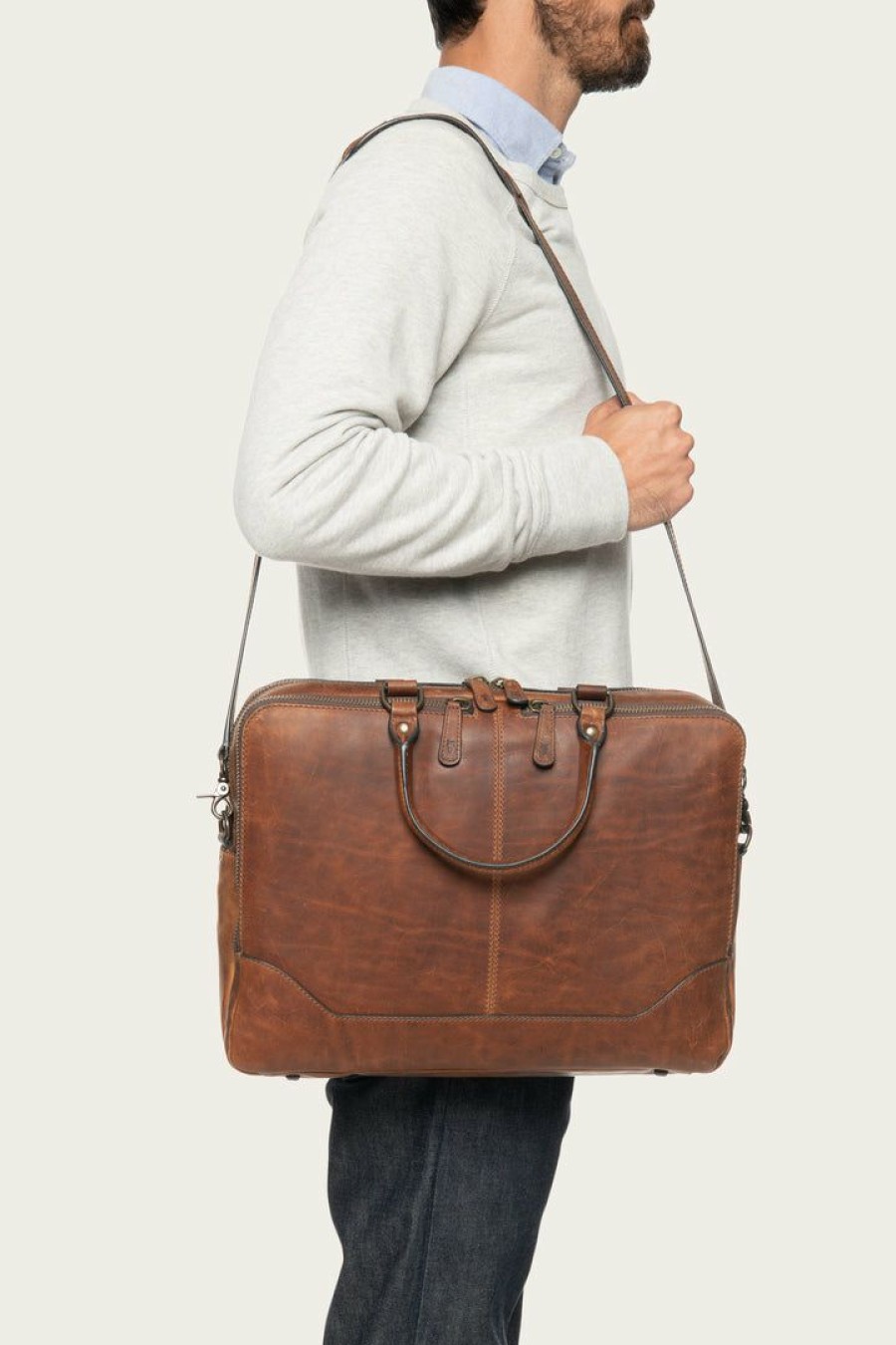 Men The Frye Company | The Frye Company Logan Work Bag Bags & Accessories Cognac