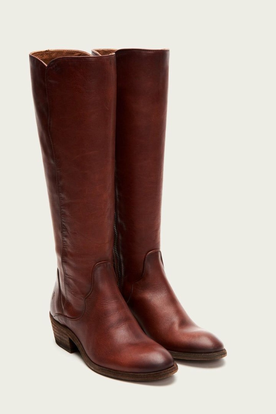 Women The Frye Company | The Frye Company Shoes Carson Piping Tall Wide Calf Mahogany