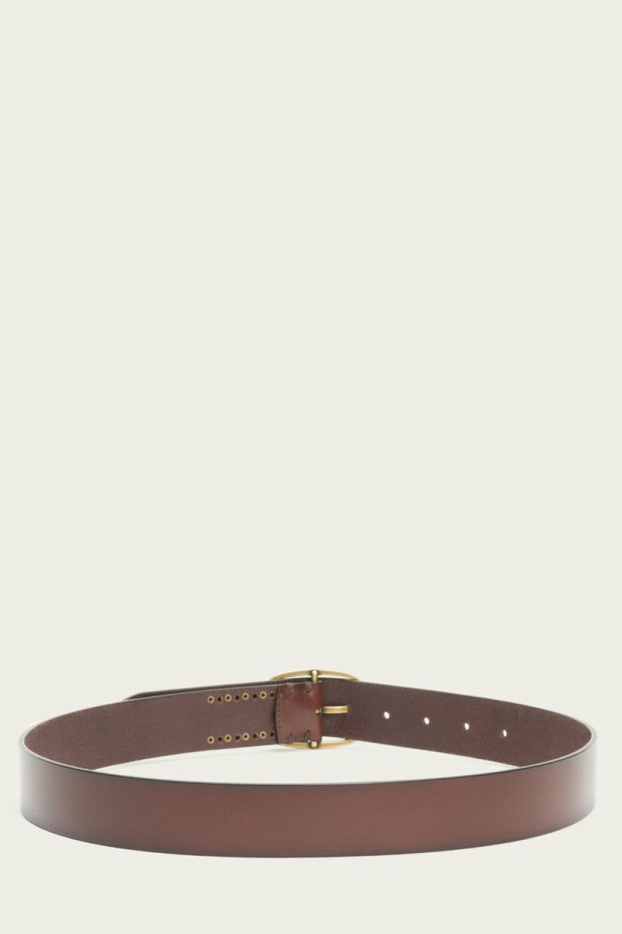 Women The Frye Company | The Frye Company Center Bar Buckle Belt With Perf Bags & Accessories Brown