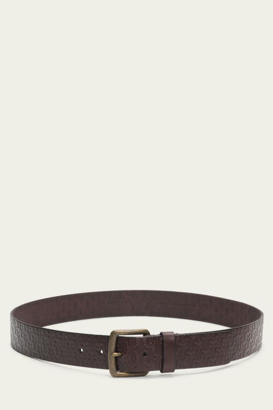 Men The Frye Company | The Frye Company Embossed Ff Logo Belt Brown