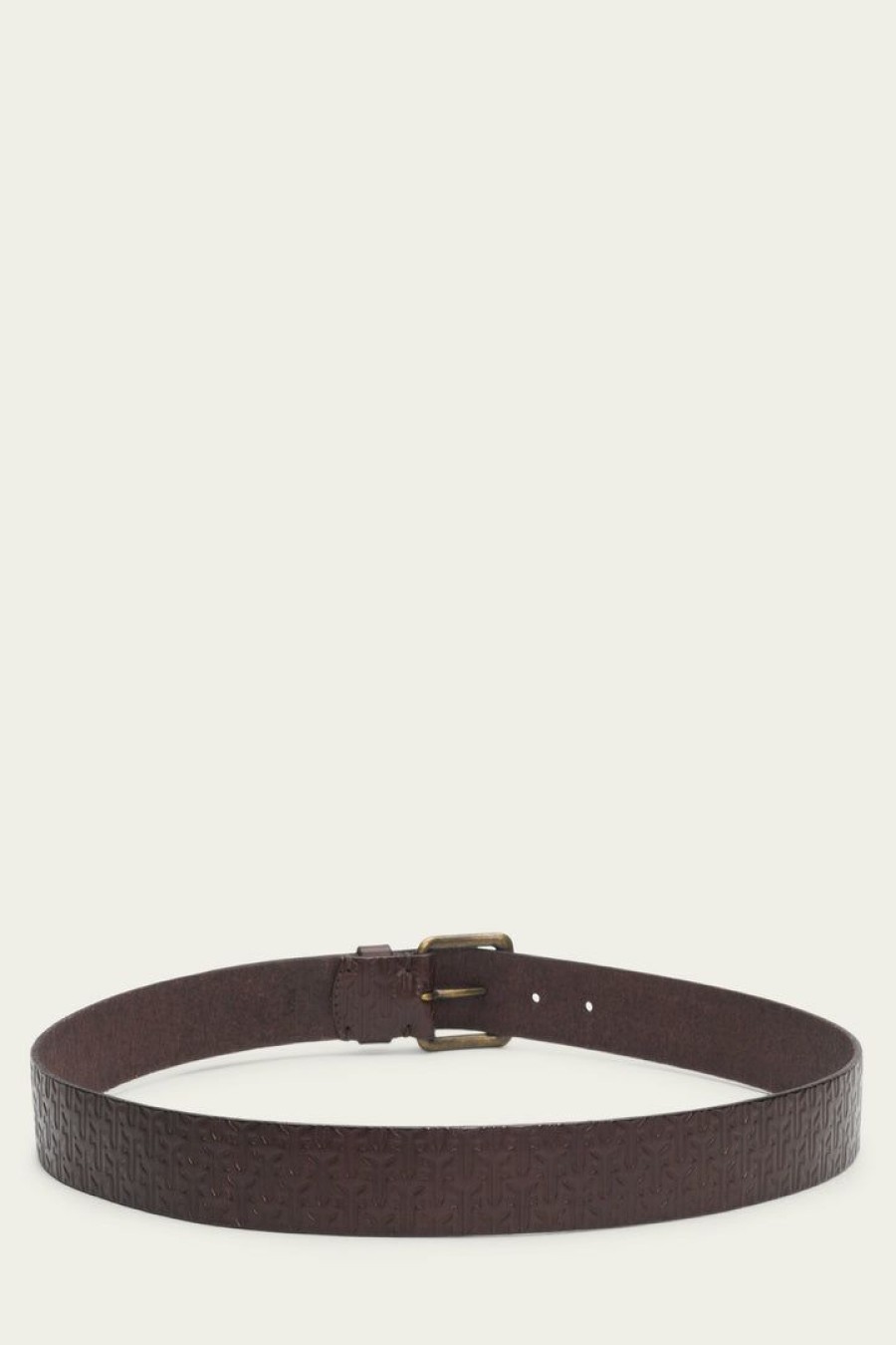 Men The Frye Company | The Frye Company Embossed Ff Logo Belt Brown