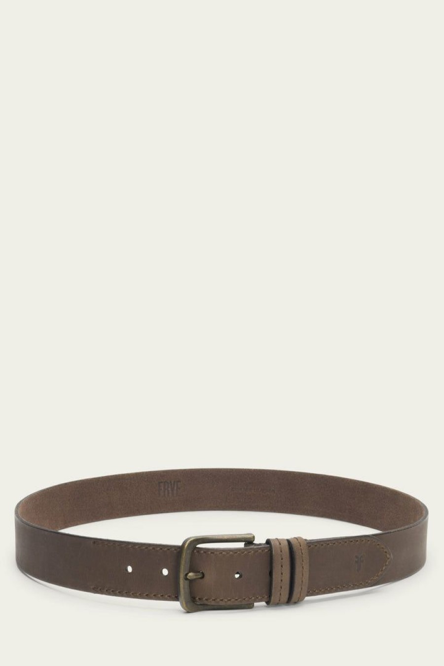 Men The Frye Company | The Frye Company Bags & Accessories Nubuck Double Keeper Belt Brown