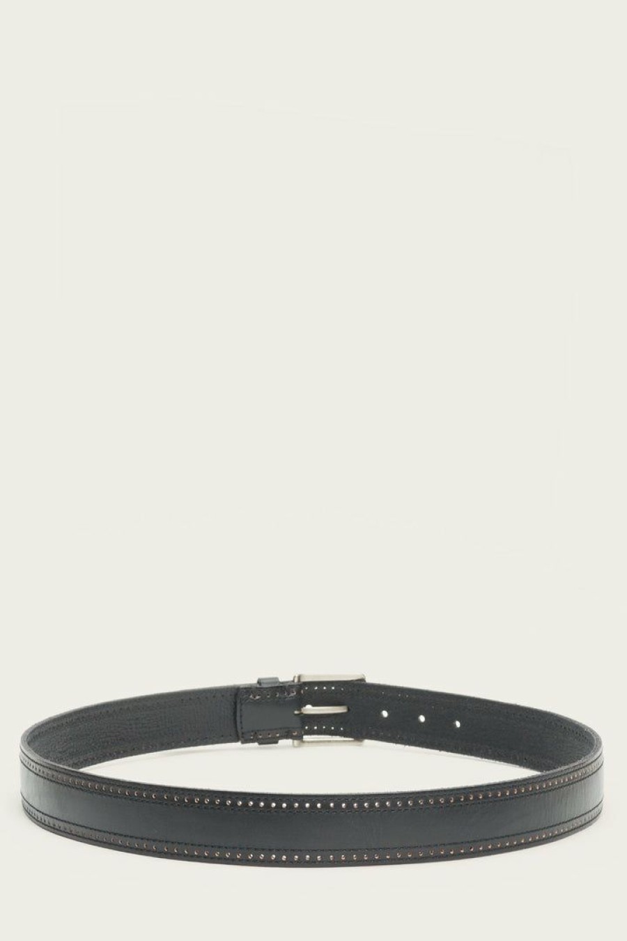 Men The Frye Company | The Frye Company Double Edge Stitch Perf Belt Black