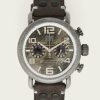 Men The Frye Company | The Frye Company Officer Leather Strap Watch Black