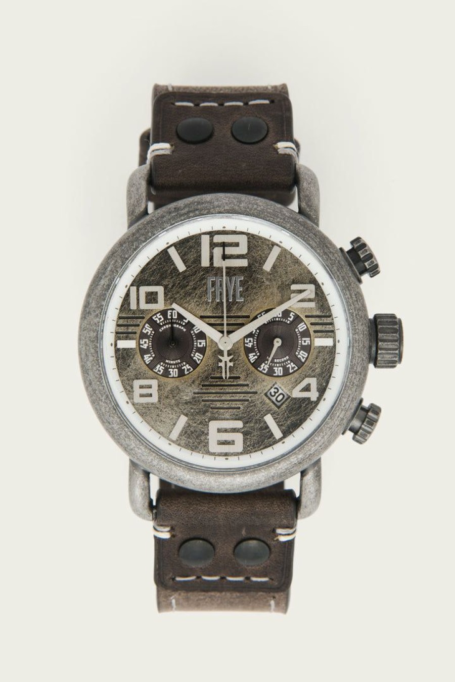 Men The Frye Company | The Frye Company Officer Leather Strap Watch Black