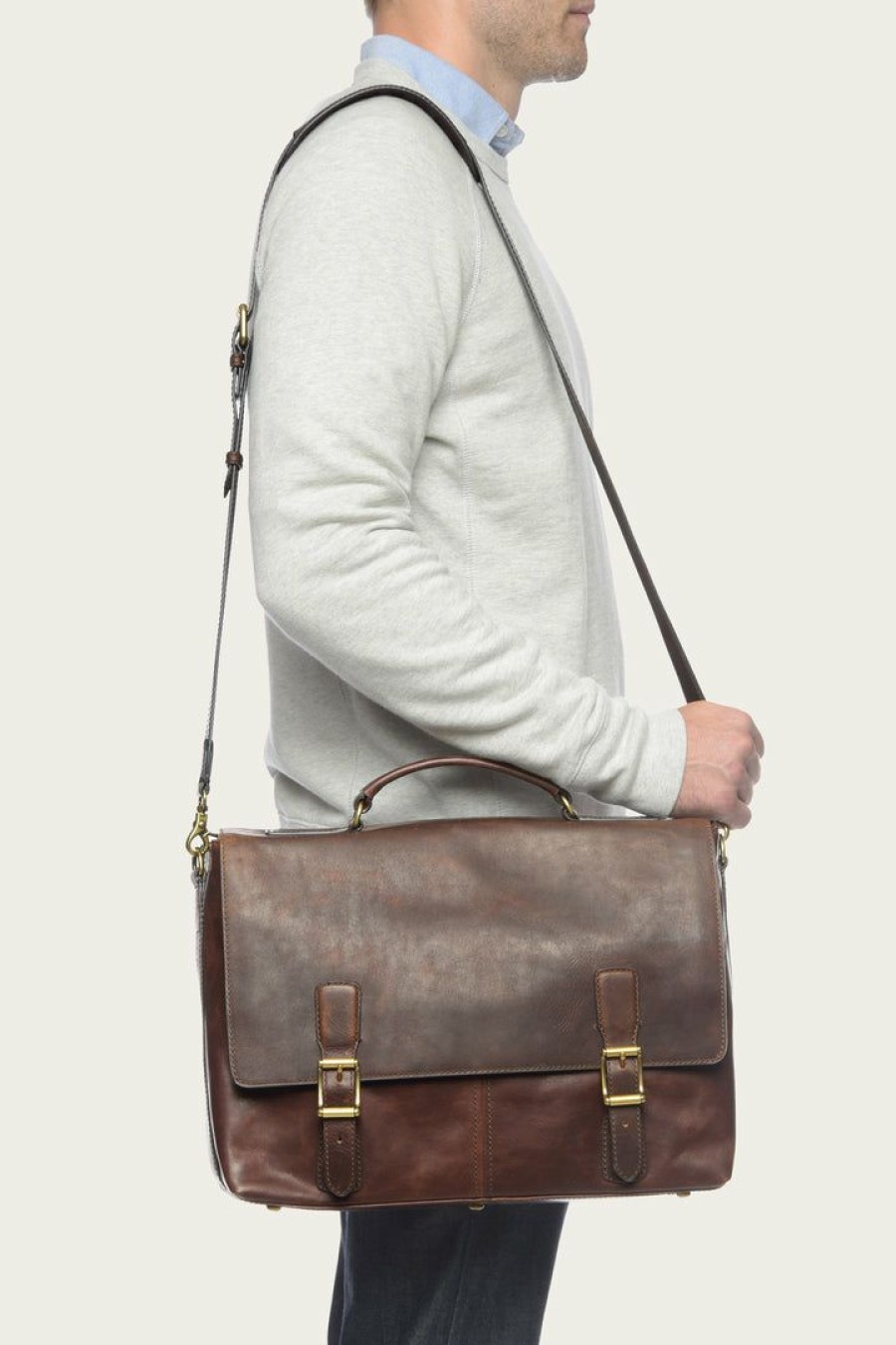 Men The Frye Company | The Frye Company Logan Top Handle Bags & Accessories Dark Brown