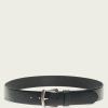 Men The Frye Company | The Frye Company Flat Strap Raw Bevel Edge Belt Black