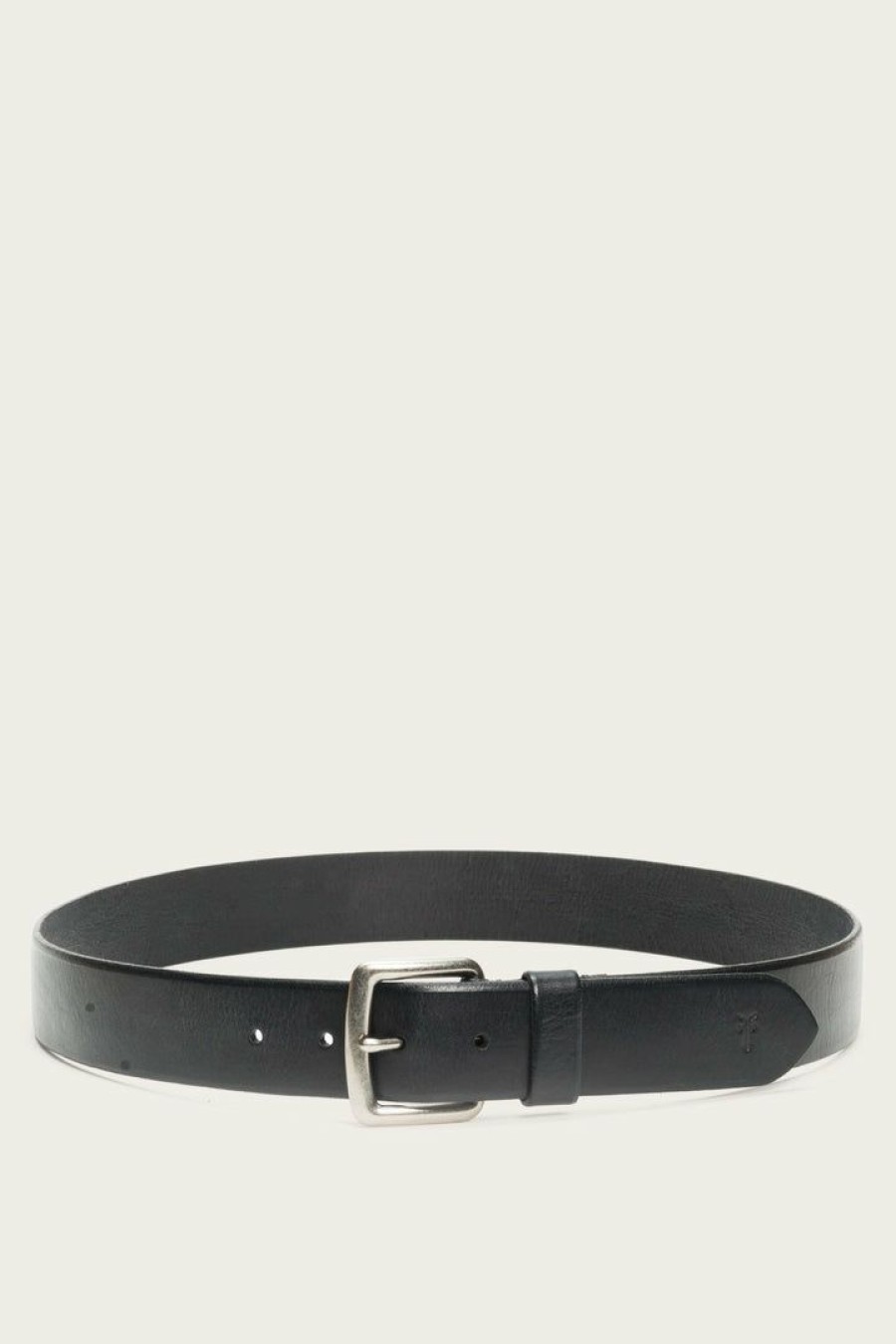 Men The Frye Company | The Frye Company Flat Strap Raw Bevel Edge Belt Black