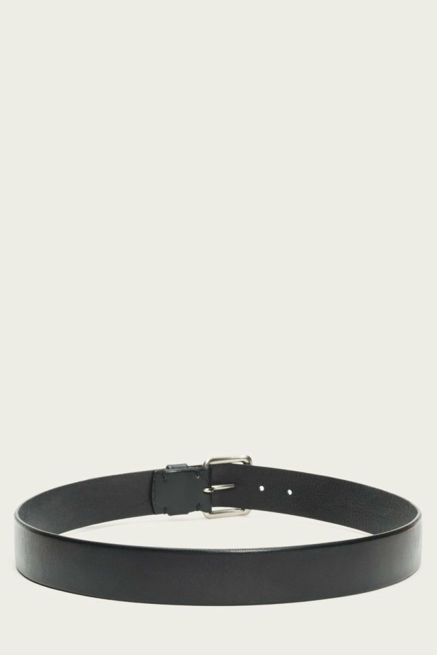 Men The Frye Company | The Frye Company Flat Strap Raw Bevel Edge Belt Black