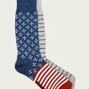 Men The Frye Company | The Frye Company Bags & Accessories 2 Pack Americana Sock Men Navy Heather