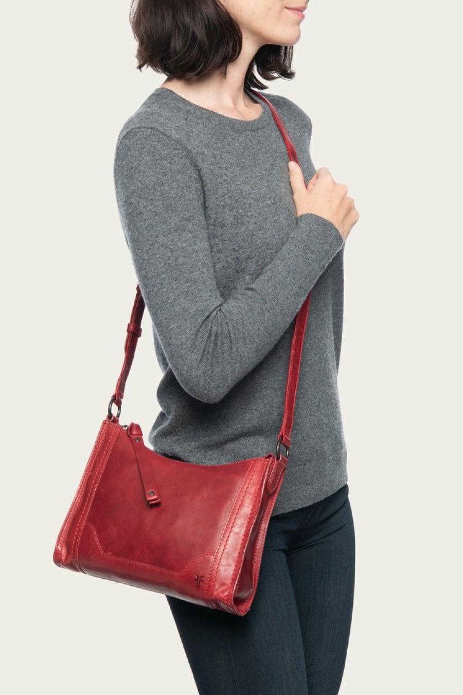 Women The Frye Company | The Frye Company Melissa Zip Crossbody Bags & Accessories Red