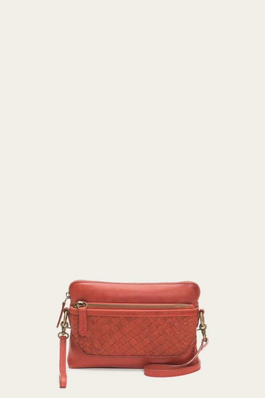 Women The Frye Company | The Frye Company Bags & Accessories Melissa Basket Woven Crossbody Wristlet Sandstone