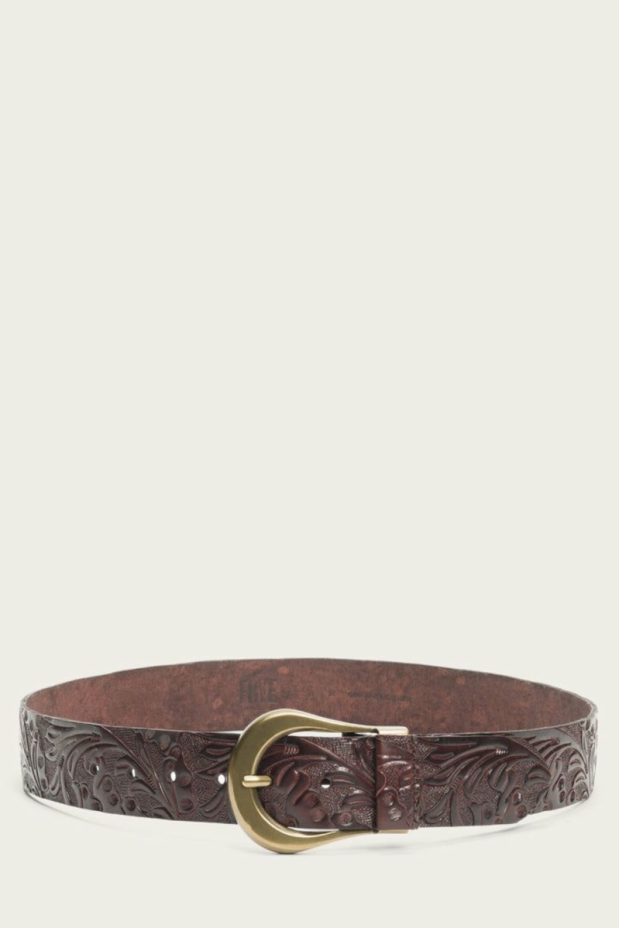 Women The Frye Company | The Frye Company Tooling Belt With Wrapped Keeper Brown