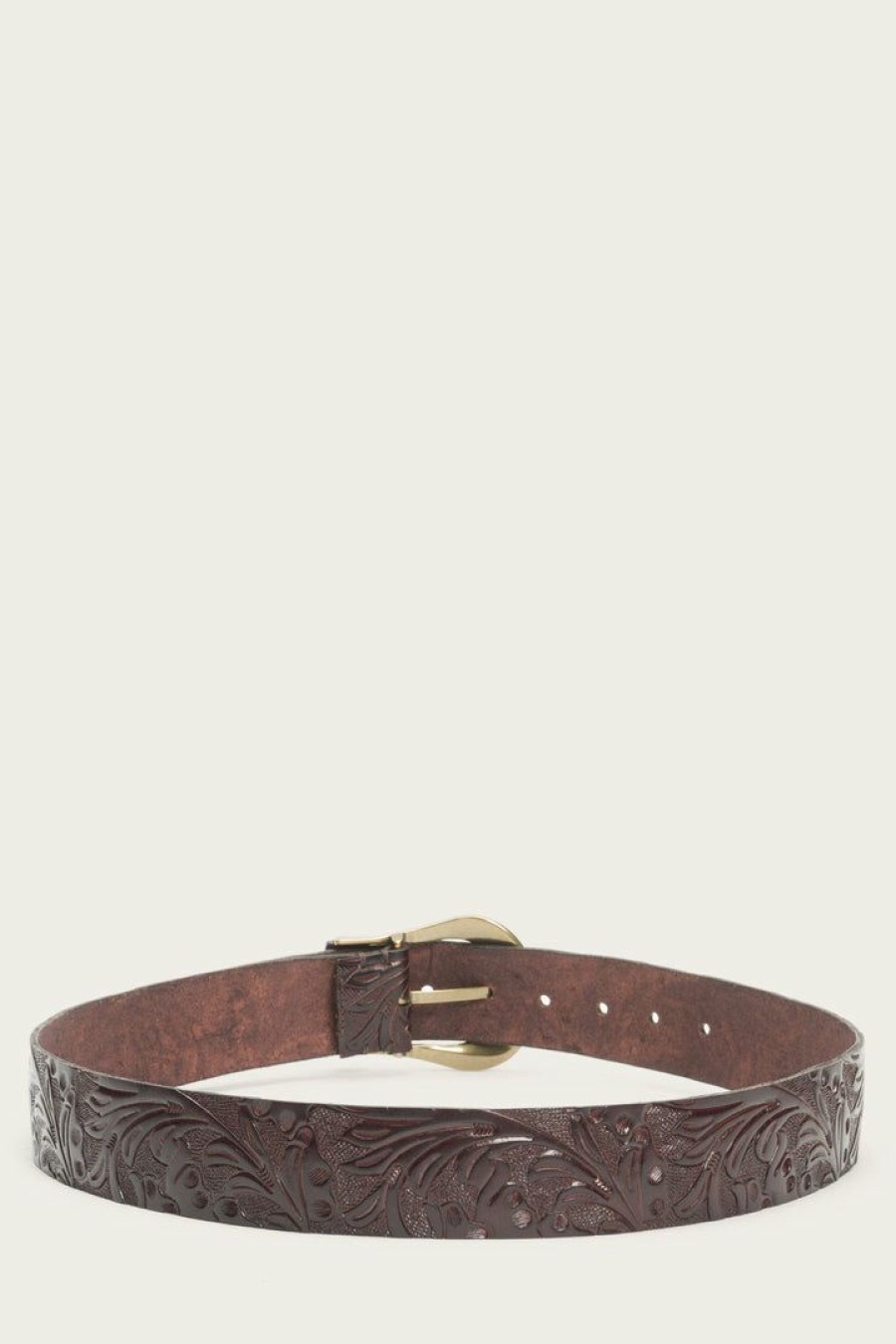 Women The Frye Company | The Frye Company Tooling Belt With Wrapped Keeper Brown