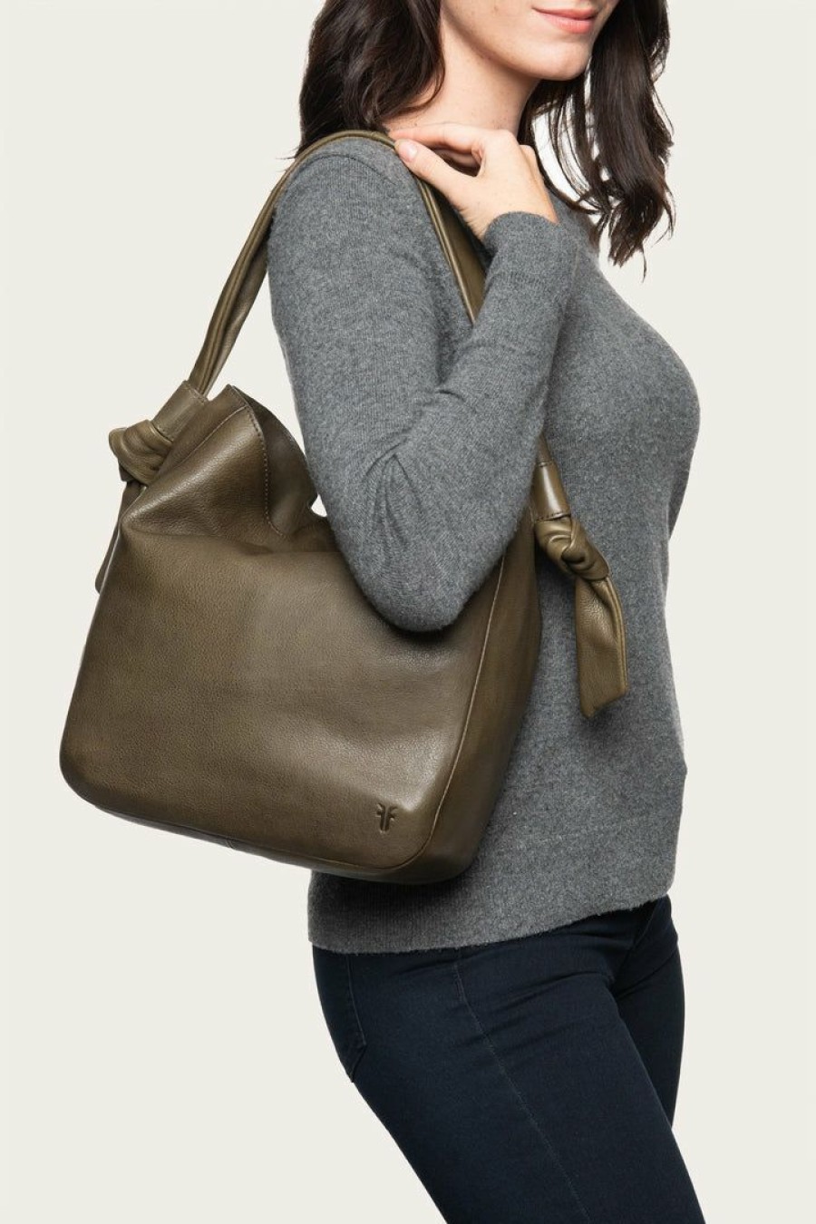 Women The Frye Company | The Frye Company Bags & Accessories Nora Knotted Hobo Khaki