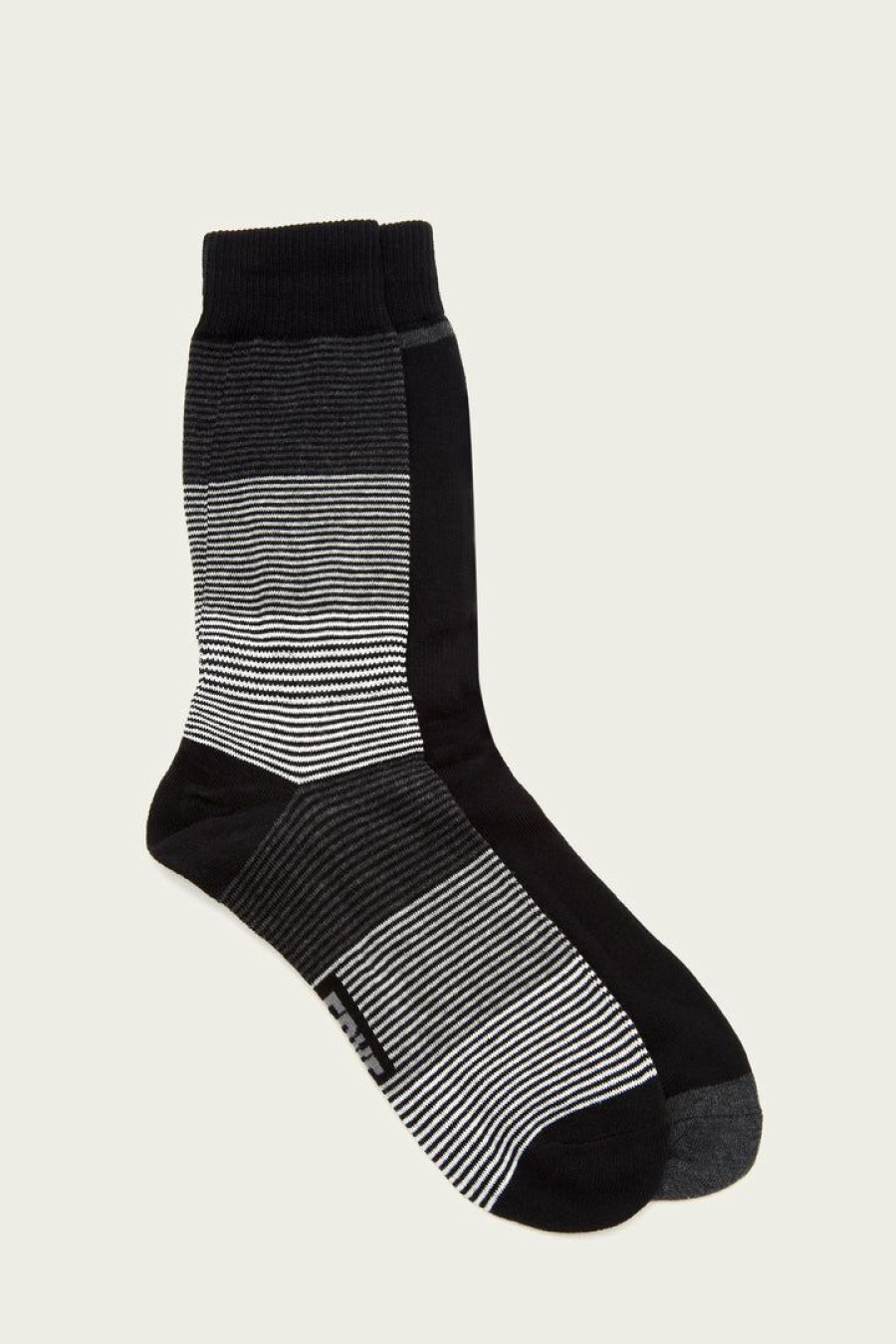 Men The Frye Company | The Frye Company 2 Pack Tonal Stripe Crew Sock Men'S Dark Grey